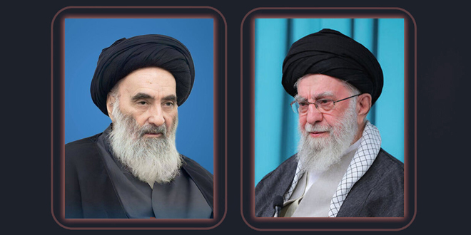 بيان تعزية الإمام الخامنئي في وفاة عقيلة سماحة آية الله السيد السيستاني