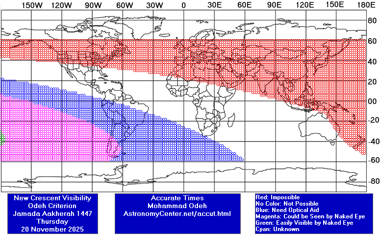 توقعات هلال شهر جمادي الآخرة لعام 1447ه‍