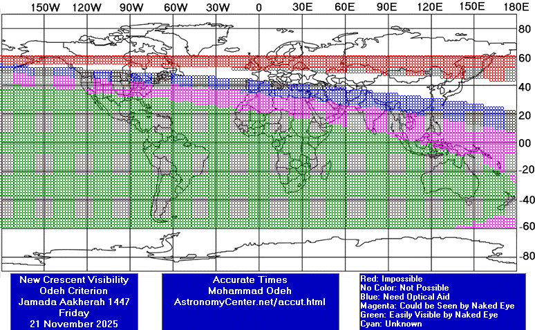 توقعات هلال شهر جمادي الآخرة لعام 1447ه‍