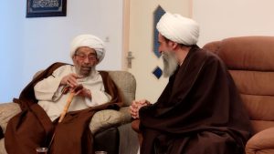 لقاء آية الله أشرفي الشاهرودي بحفيد الآخوند الخراساني في قم