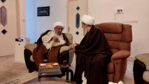 لقاء آية الله أشرفي الشاهرودي بحفيد الآخوند الخراساني في قم