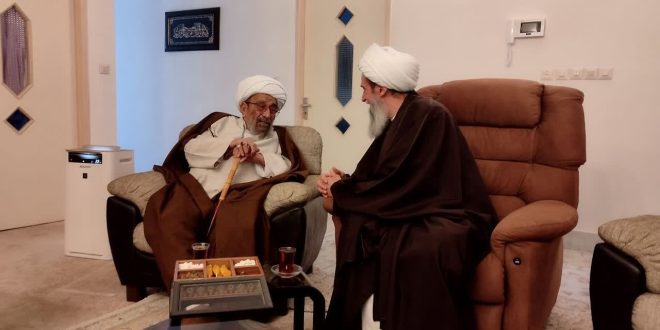 لقاء آية الله أشرفي الشاهرودي بحفيد الآخوند الخراساني في قم